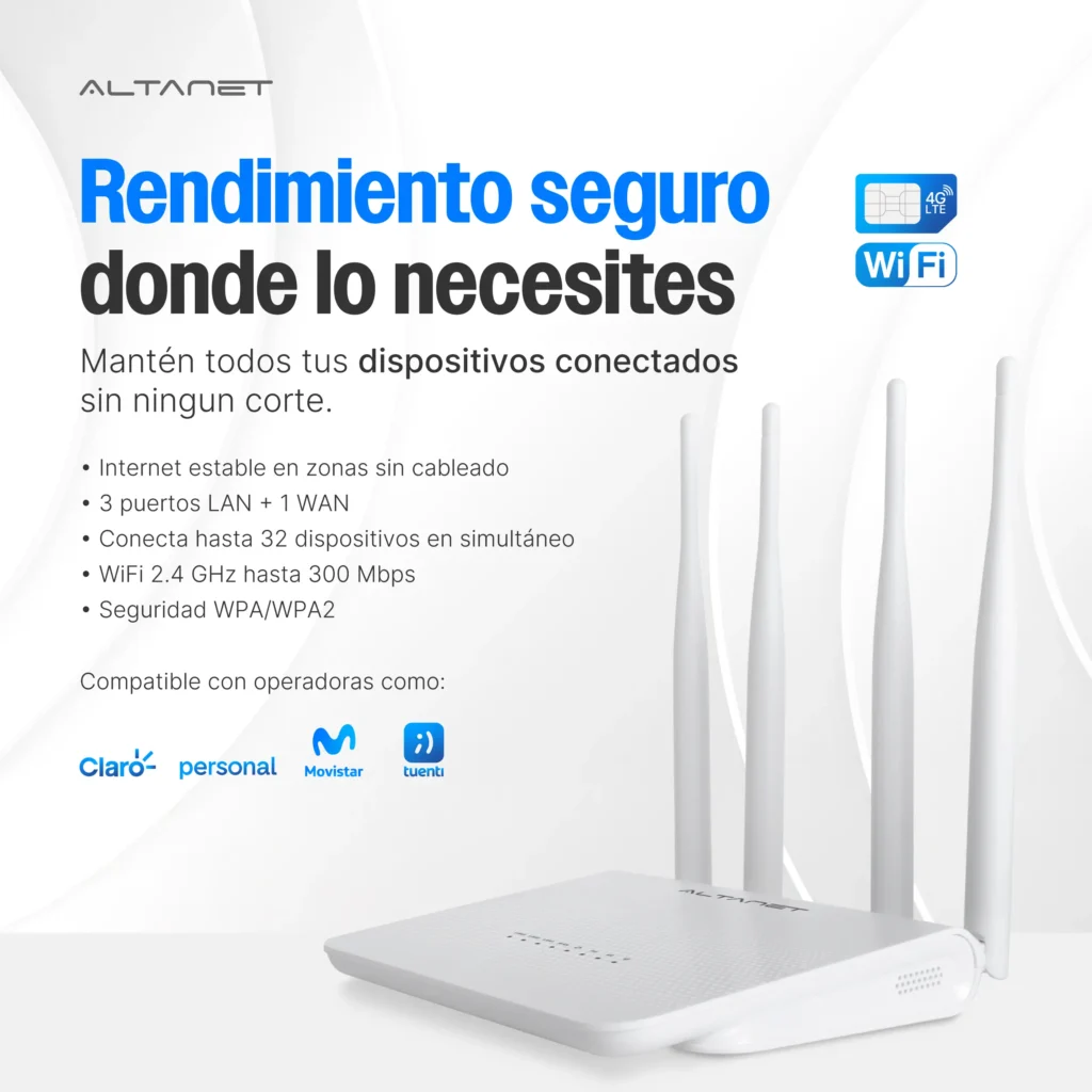 Módem Router 4G LTE AltaNet ETH31 Blanco - imagen 3