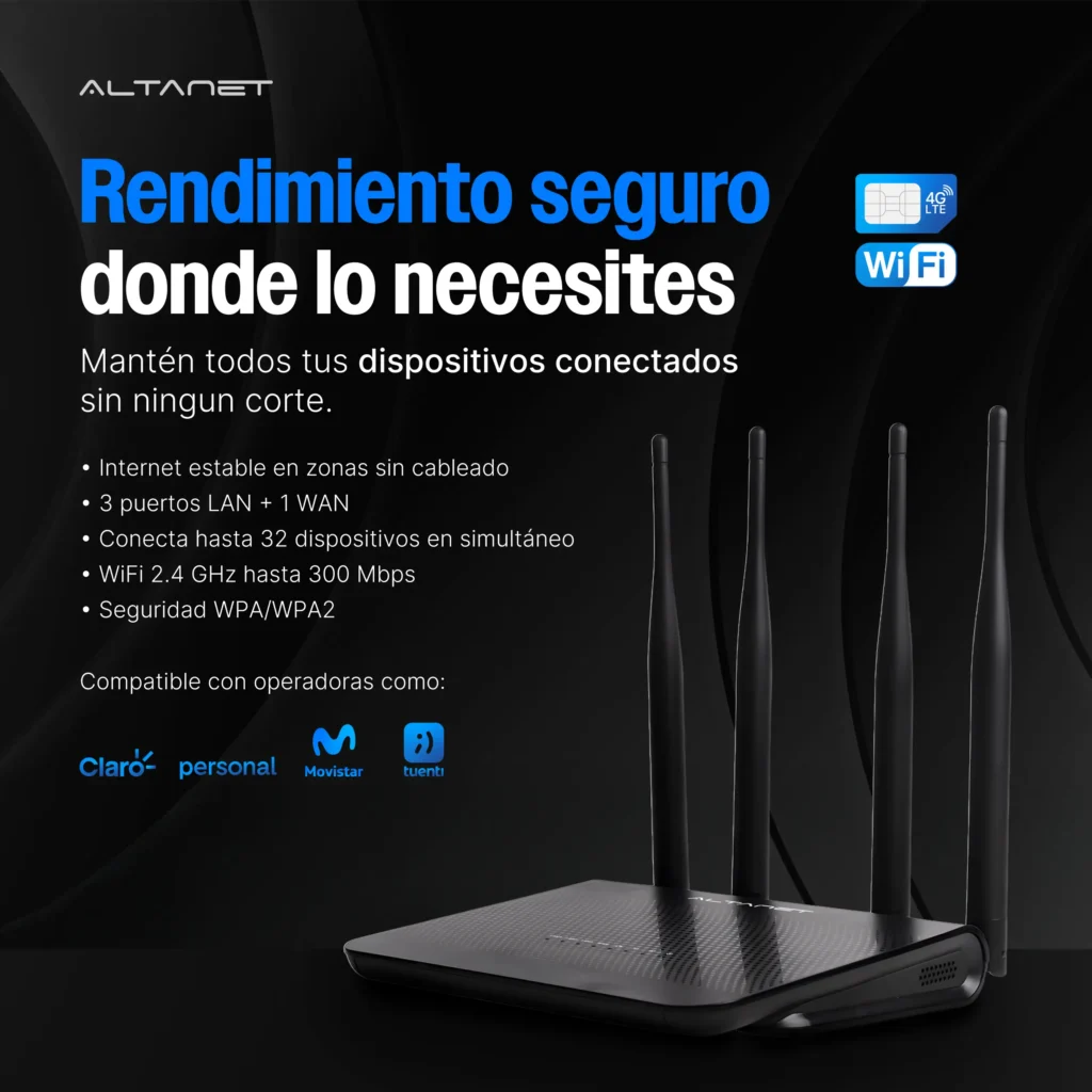 Módem Router 4G LTE AltaNet ETH31 Negro - imagen 3