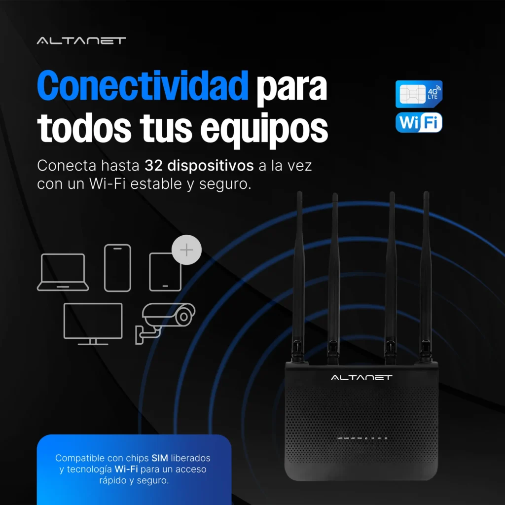 Módem Router 4G LTE AltaNet ETH31 Negro - imagen 7