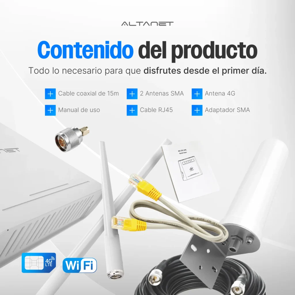 Módem Router 4G LTE AltaNet AT025 con Antena Omni y Cable 15 m - imagen 3