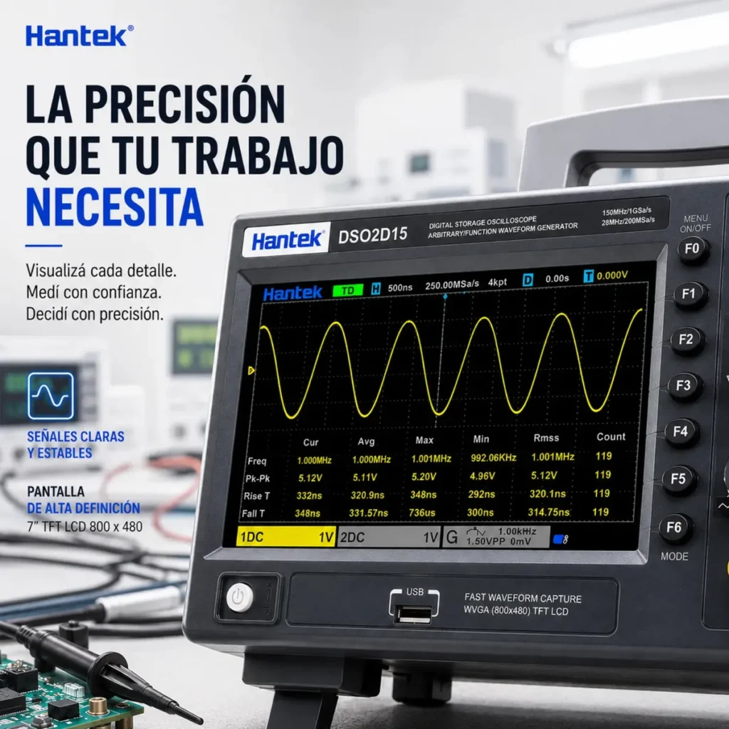 Osciloscopio de Banco Hantek DSO2D15 150 MHz con AFG - imagen 9