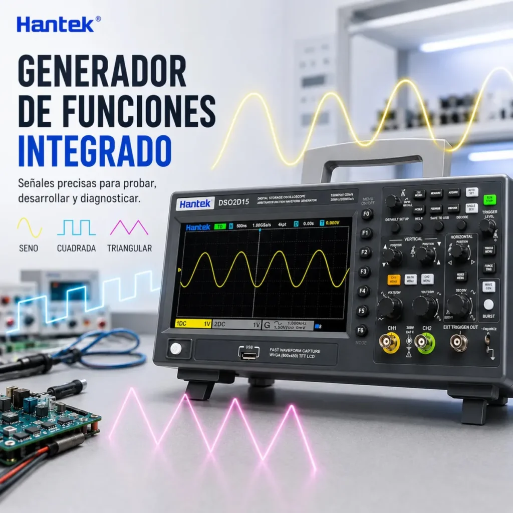 Osciloscopio de Banco Hantek DSO2D15 150 MHz con AFG - imagen 7