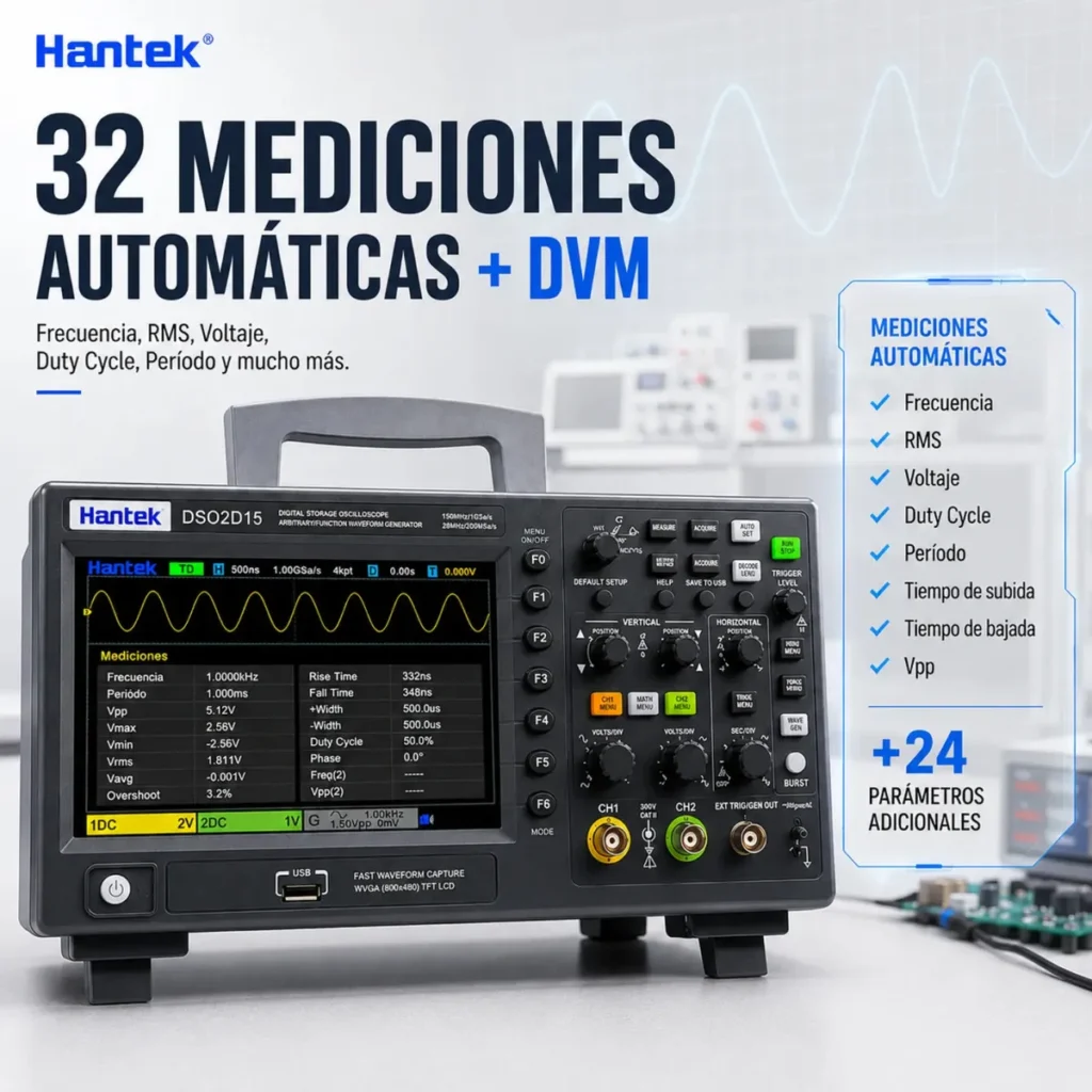 Osciloscopio de Banco Hantek DSO2D15 150 MHz con AFG - imagen 6