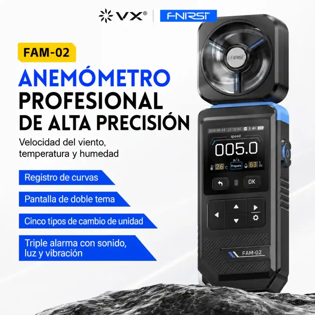 Anemómetro Digital FNIRSI FAM-02 con Temperatura y Humedad - imagen 2