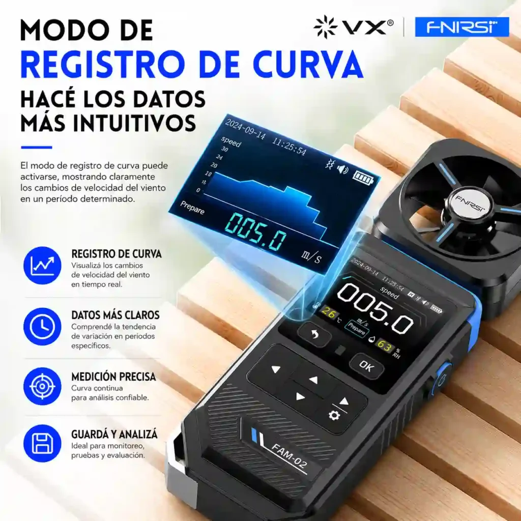 Anemómetro Digital FNIRSI FAM-02 con Temperatura y Humedad - imagen 4