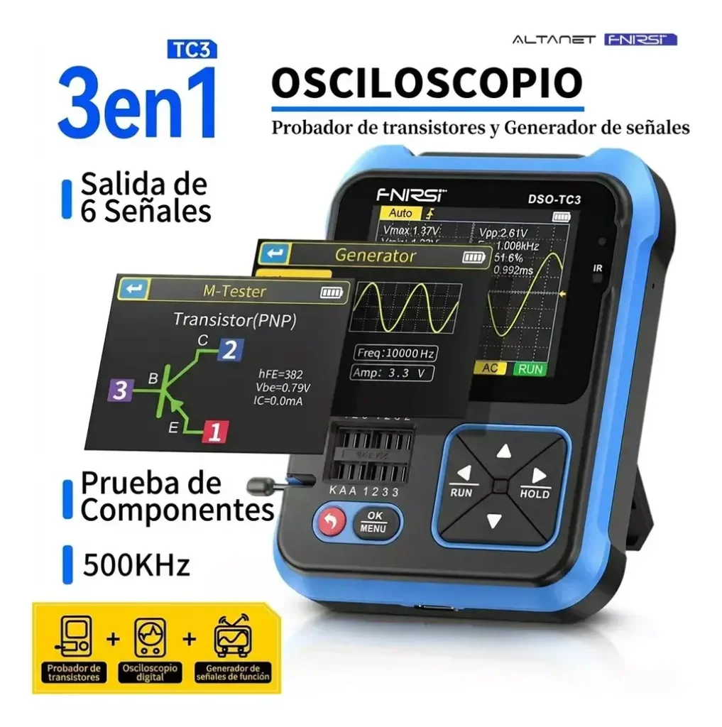Osciloscopio 3 en 1 FNIRSI DSO-TC3 500 kHz - imagen 2