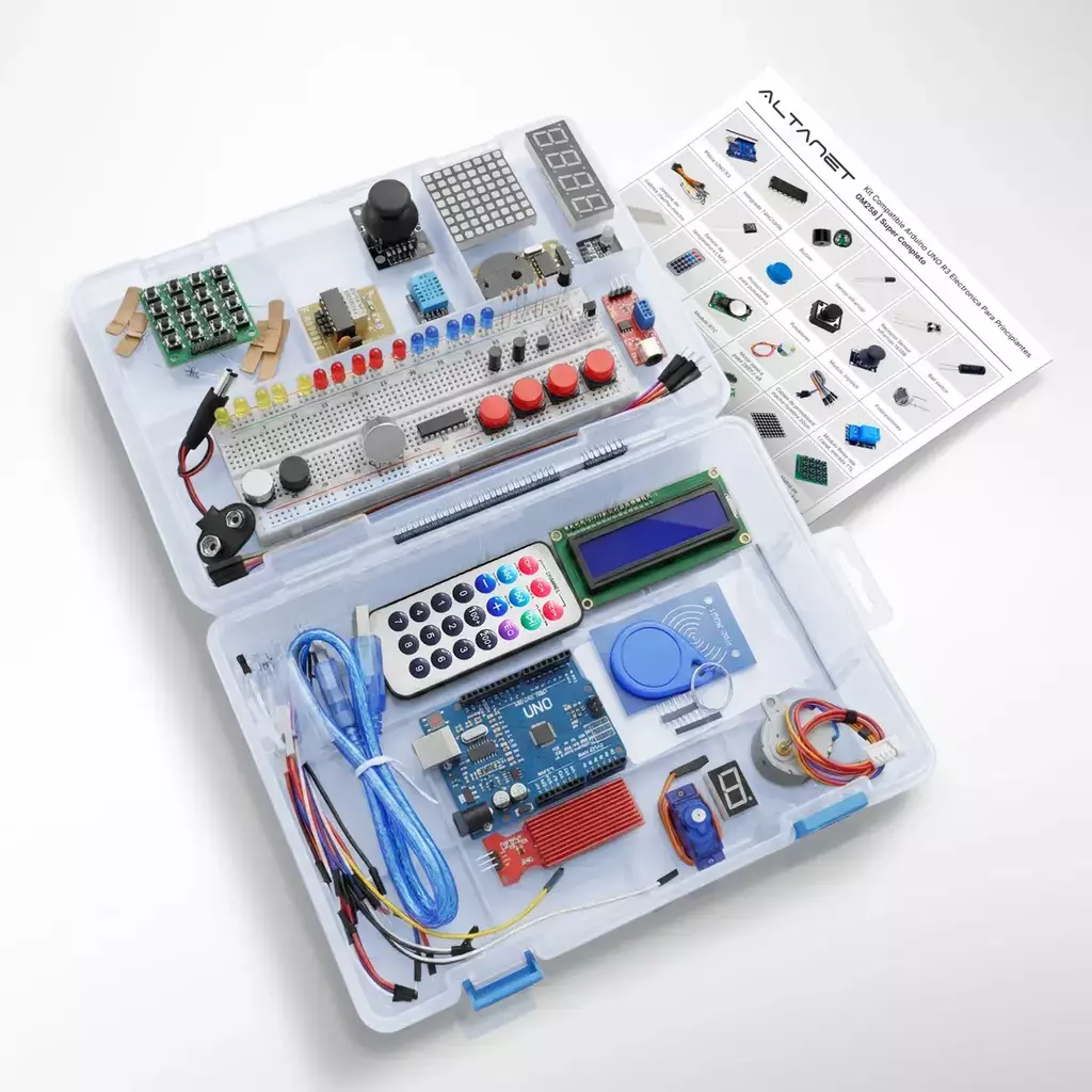 Kit Arduino Uno R3 Compatible AltaNet GM258 con Maletín y Sensores