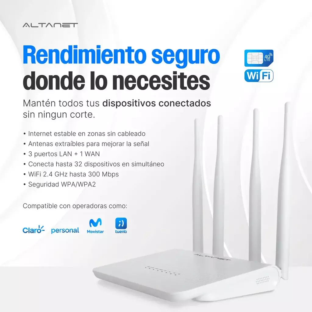 Módem Router 4G LTE AltaNet ETH31 SMA Blanco - imagen 3