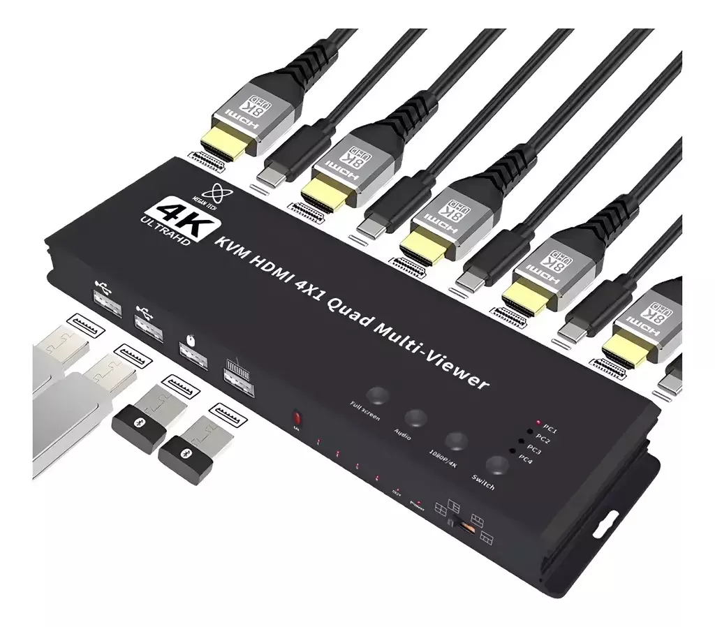 Switch KVM HDMI AltaNet KVM-4X1 4K 60Hz 4 Entradas