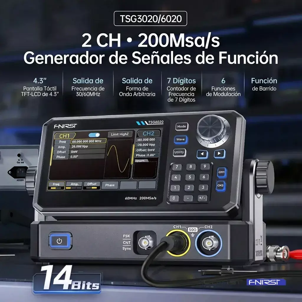 Generador de Señales FNIRSI TSG6020 60 MHz 2 Canales - imagen 2