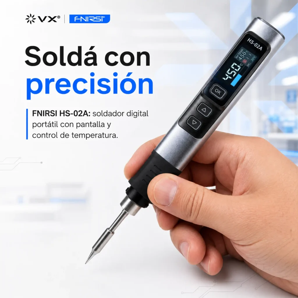 Soldador Inteligente FNIRSI HS-02A USB-C 100 W Kit Estándar - imagen 2