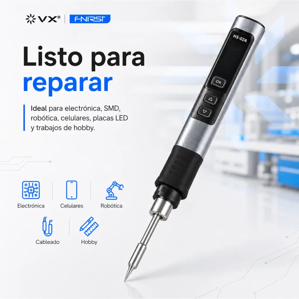 Soldador Inteligente FNIRSI HS-02A USB-C 100 W Kit Estándar - imagen 4