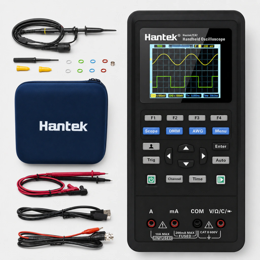 Osciloscopio Portátil Hantek 2C42 40 MHz con Multímetro