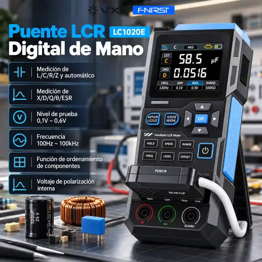 Medidor LCR FNIRSI LC1020E 100 kHz Alta Precisión - imagen 2