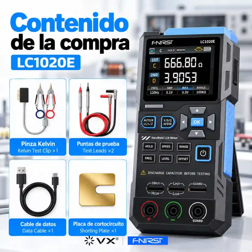 Medidor LCR FNIRSI LC1020E 100 kHz Alta Precisión - imagen 4