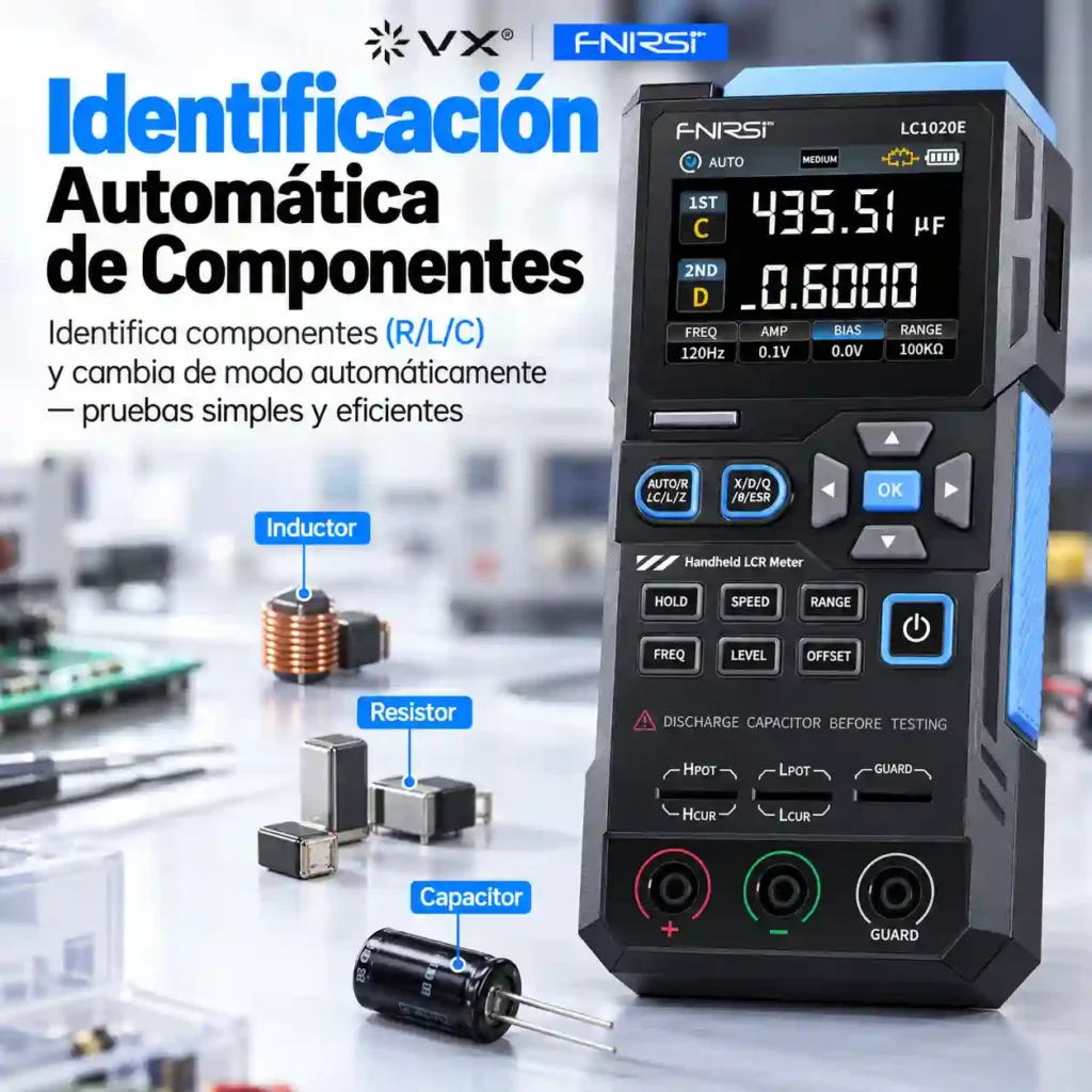 Medidor LCR FNIRSI LC1020E 100 kHz Alta Precisión - imagen 6