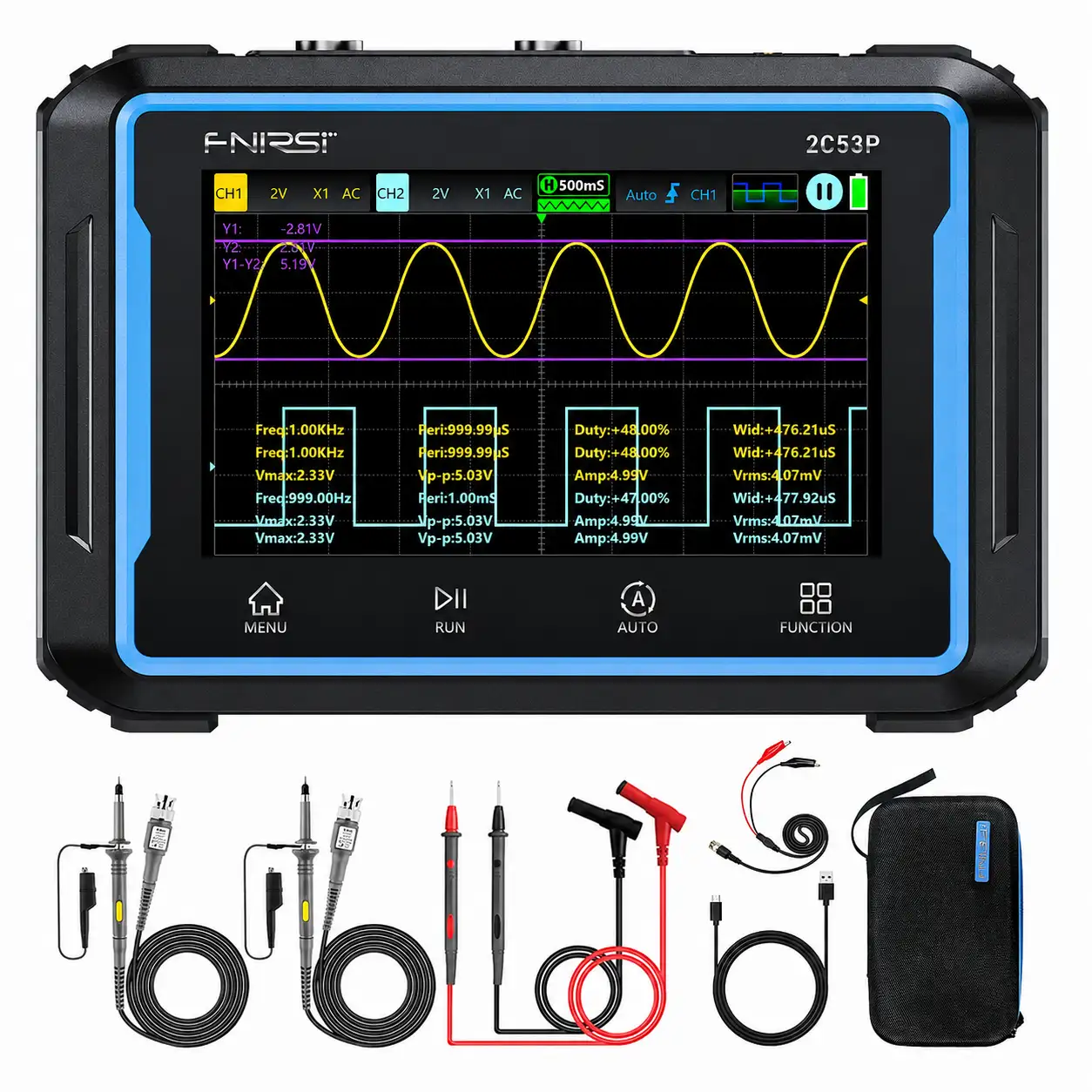 Osciloscopio 3 en 1 FNIRSI 2C53P 50 MHz 2 Canales
