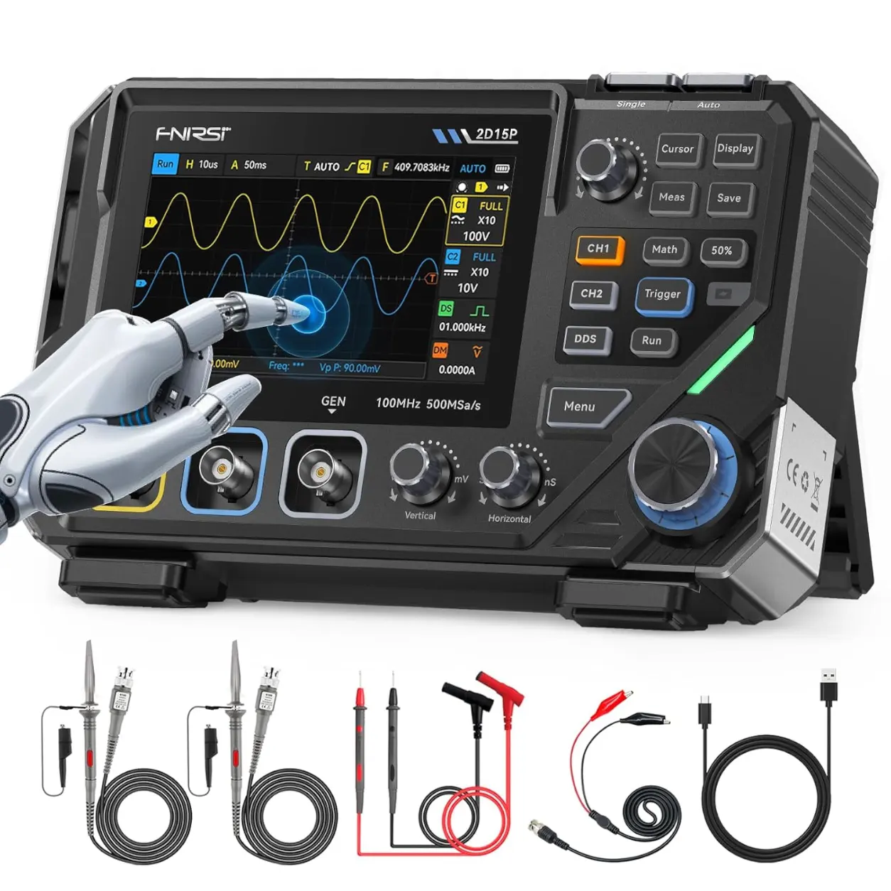 Osciloscopio 3 en 1 FNIRSI 2D15P 100 MHz 2 Canales
