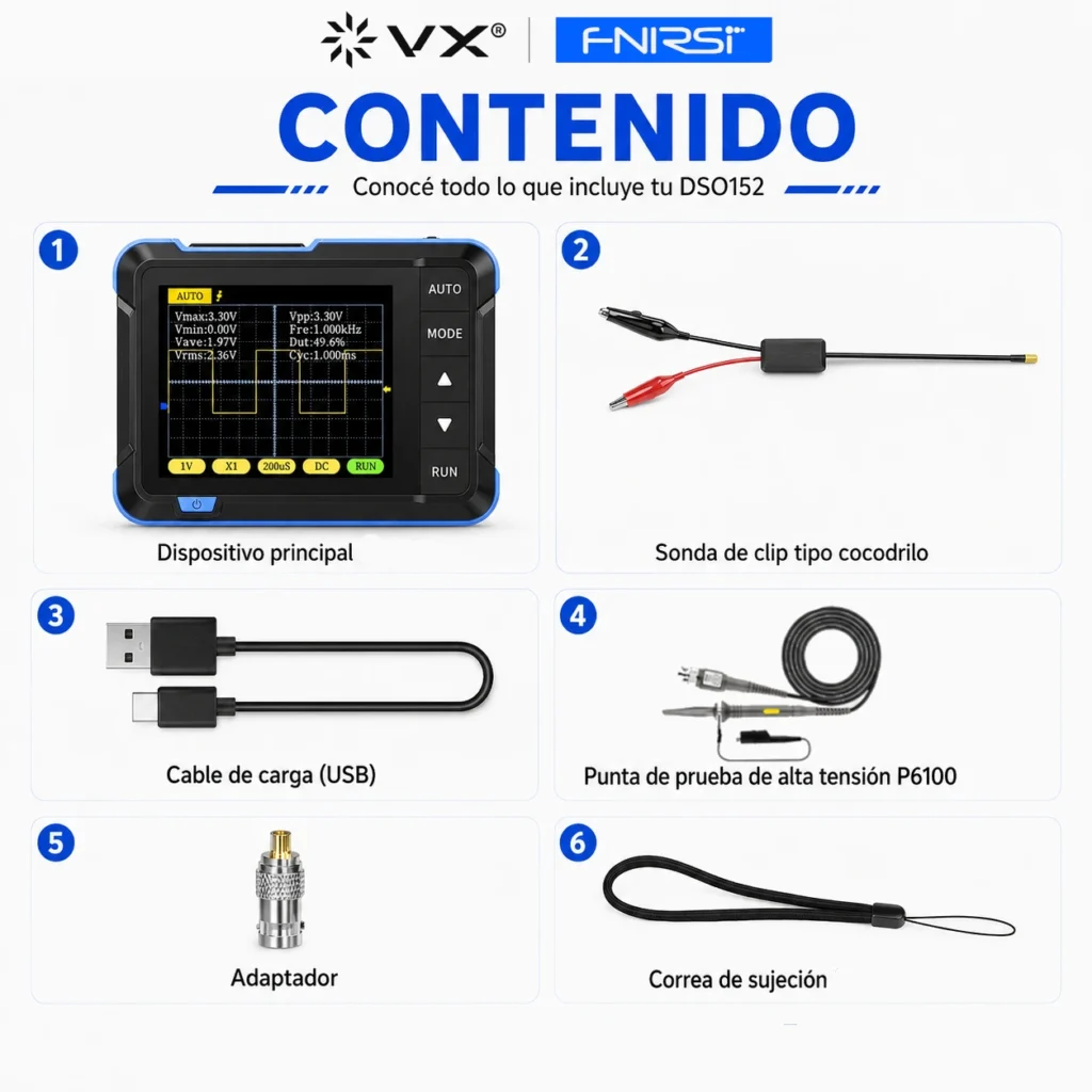 Osciloscopio Portátil FNIRSI DSO-152 Plus 200 kHz - imagen 3