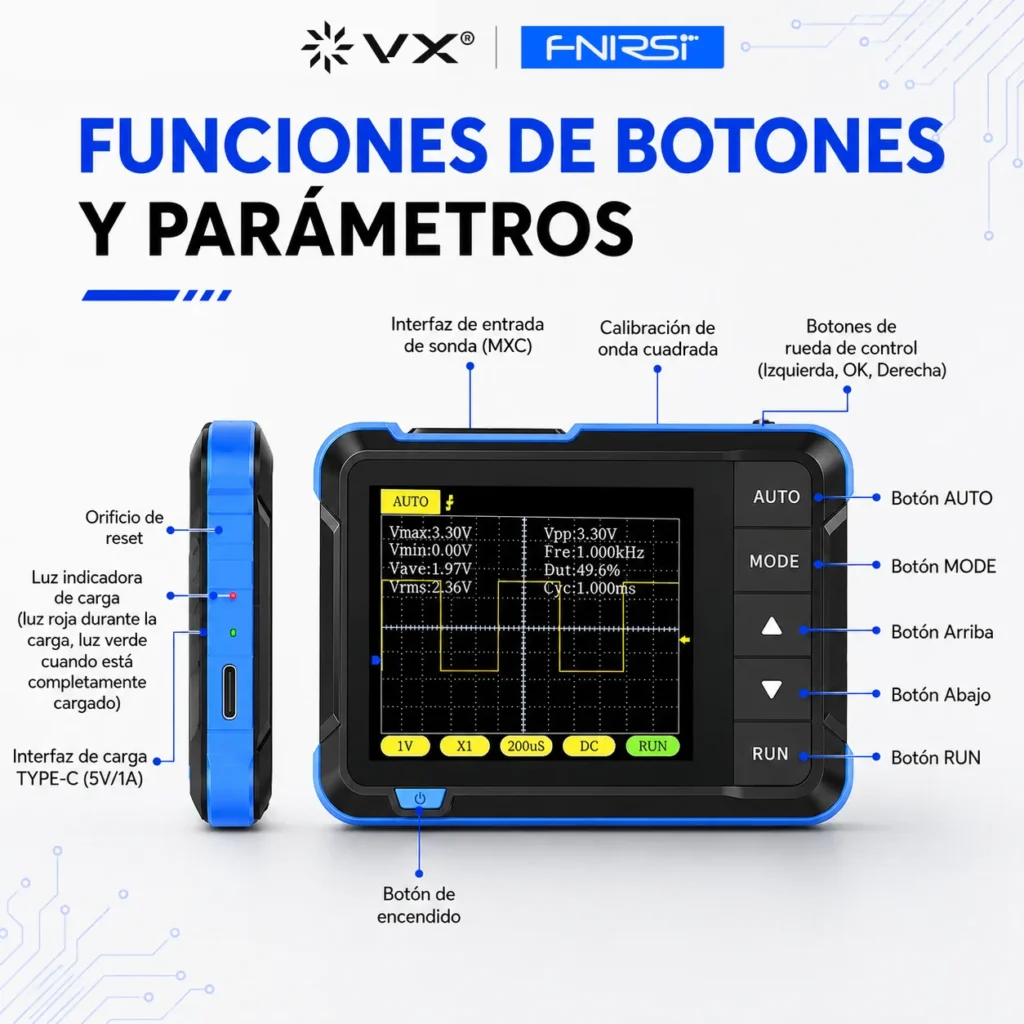 Osciloscopio Portátil FNIRSI DSO-152 Plus 200 kHz - imagen 8