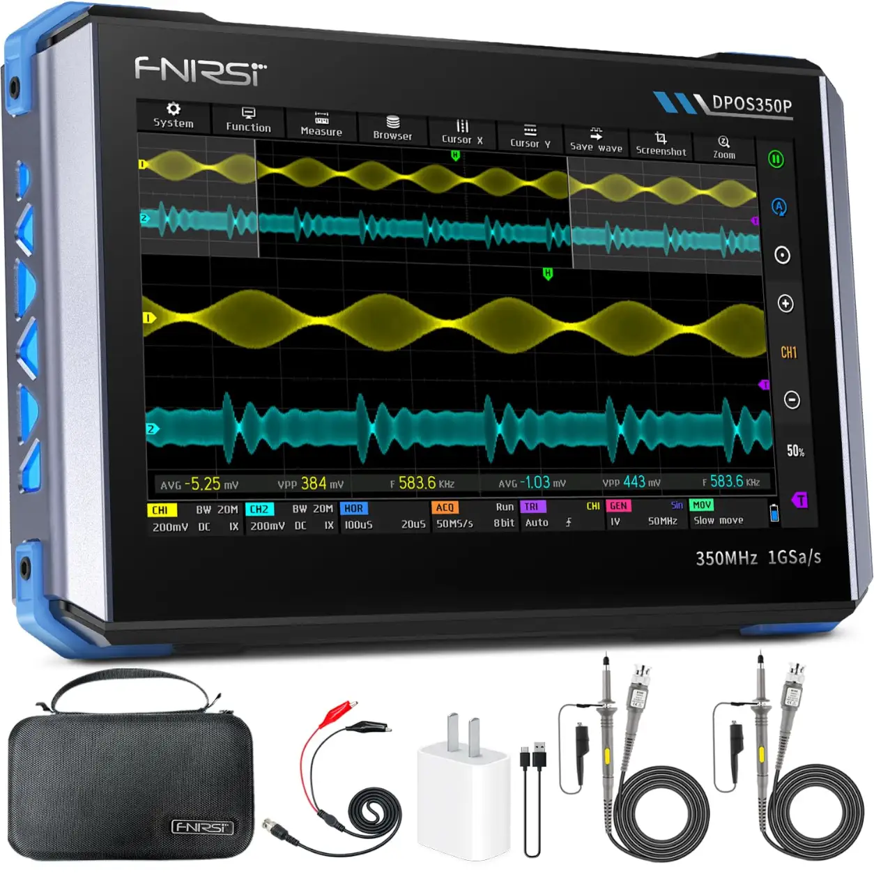 Osciloscopio Tablet 4 en 1 FNIRSI DPOS350P 350 MHz