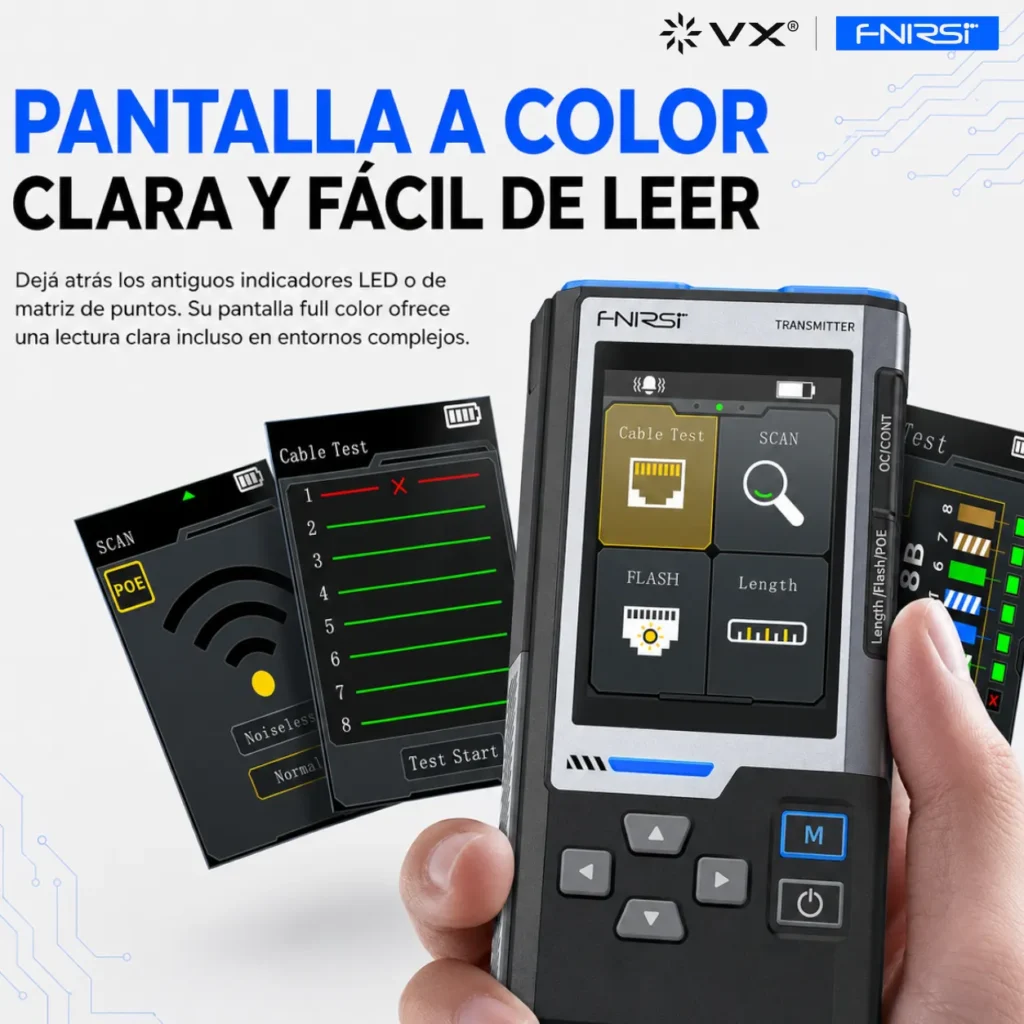 Tester de Red FNIRSI LPM-10A RJ45 PoE y Rastreo de Cables - imagen 4