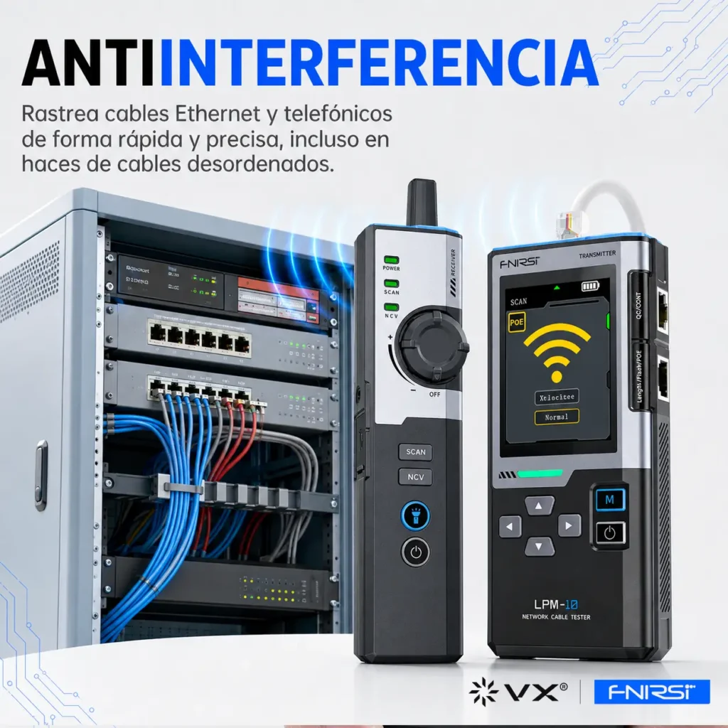 Tester de Red FNIRSI LPM-10A RJ45 PoE y Rastreo de Cables - imagen 5