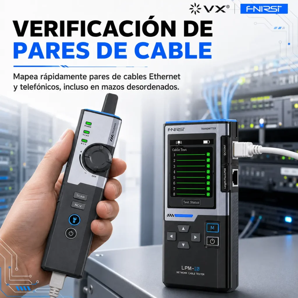Tester de Red FNIRSI LPM-10A RJ45 PoE y Rastreo de Cables - imagen 6