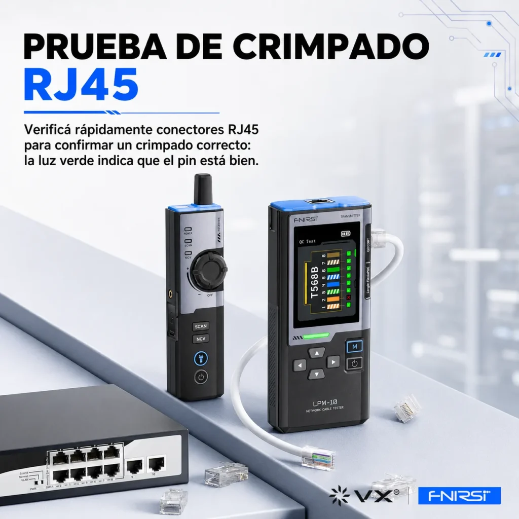 Tester de Red FNIRSI LPM-10A RJ45 PoE y Rastreo de Cables - imagen 8