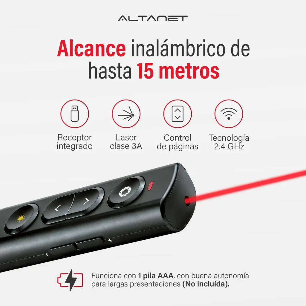 Presentador Inalámbrico AltaNet GM250 con Láser Rojo - imagen 3