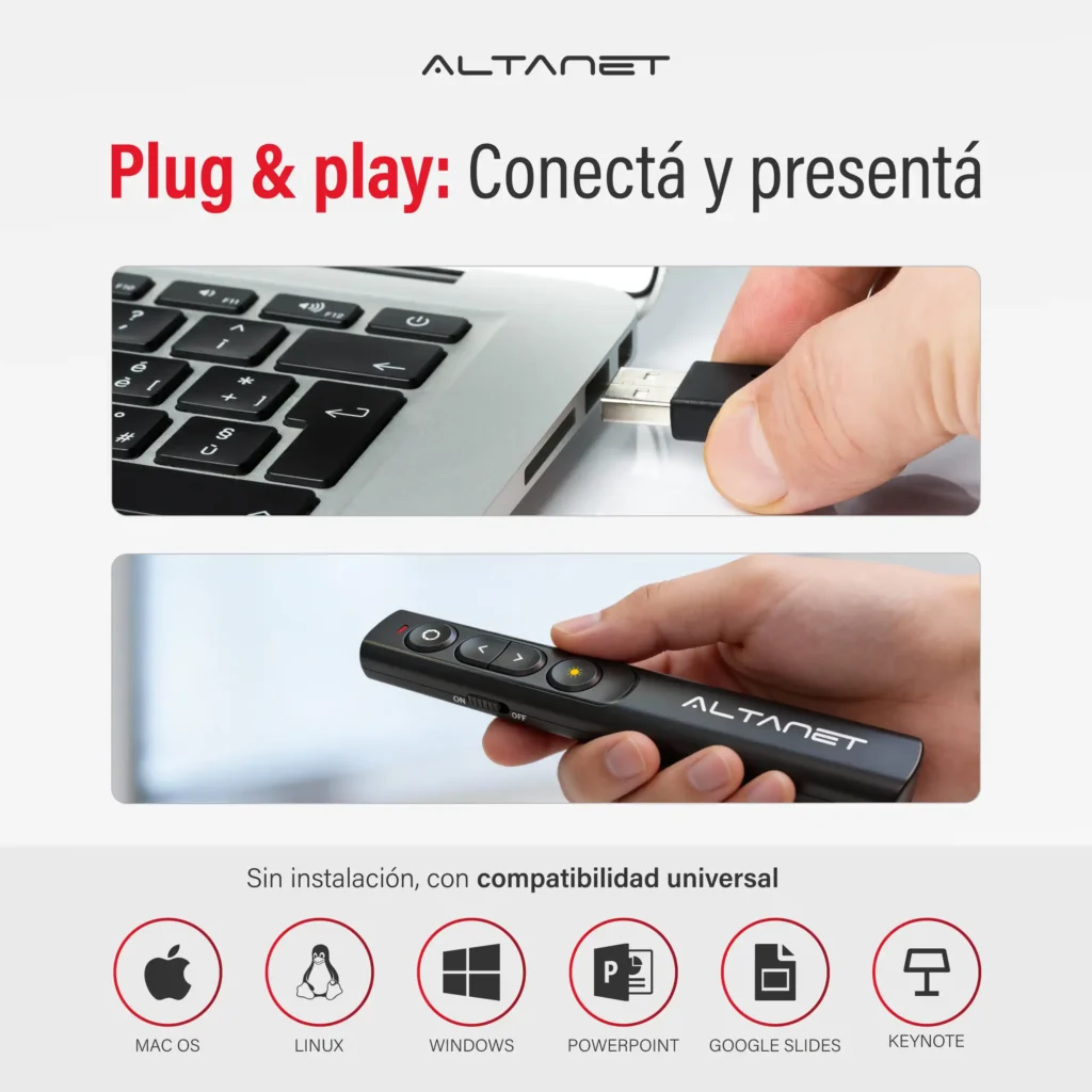 Presentador Inalámbrico AltaNet GM250 con Láser Rojo - imagen 4
