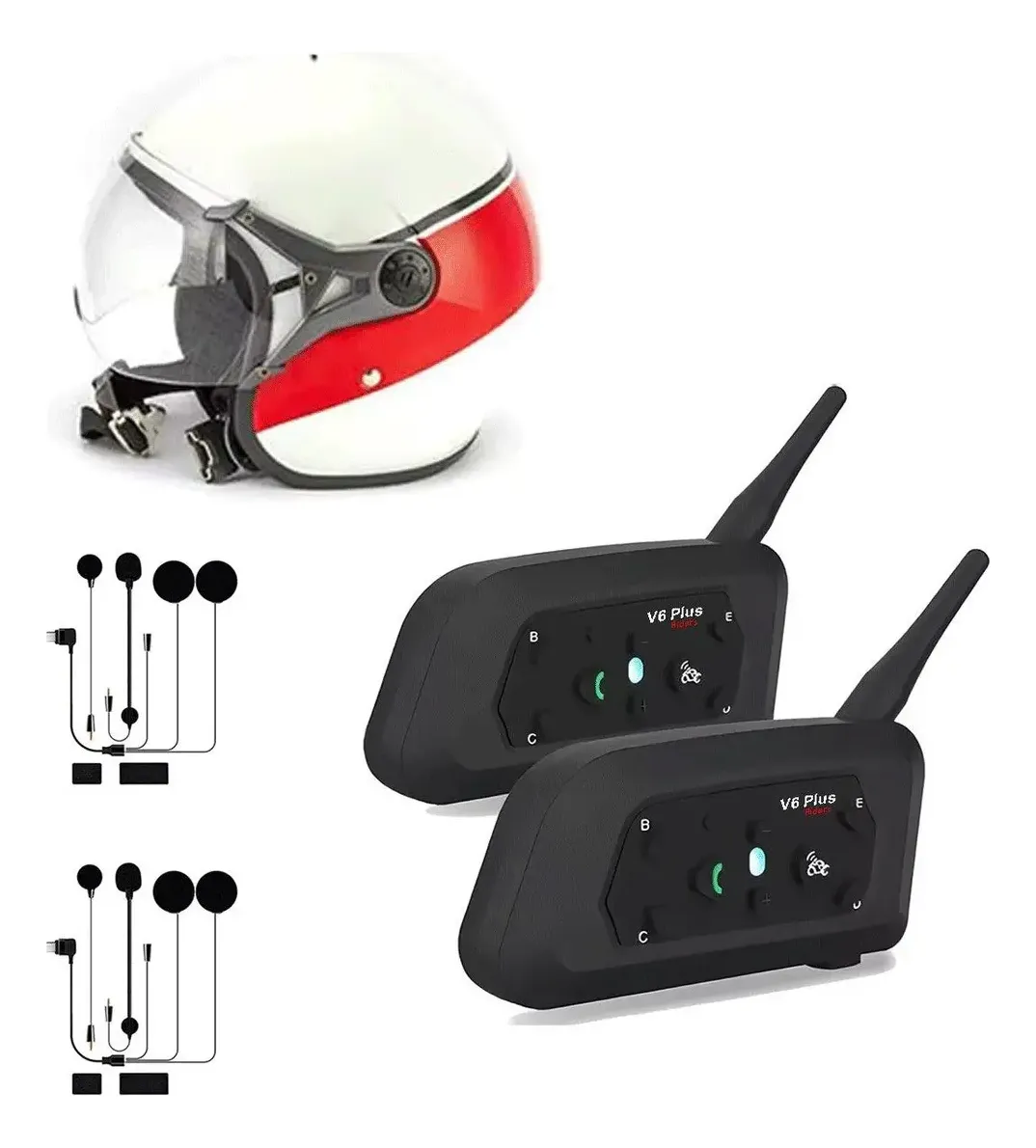 Pack x2 Intercomunicadores VX V6 Plus USB-C para Casco