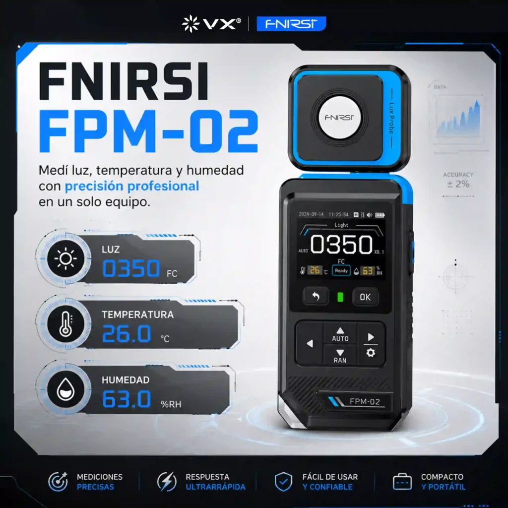 Luxómetro Digital FNIRSI FPM-02 con Temperatura y Humedad - imagen 2