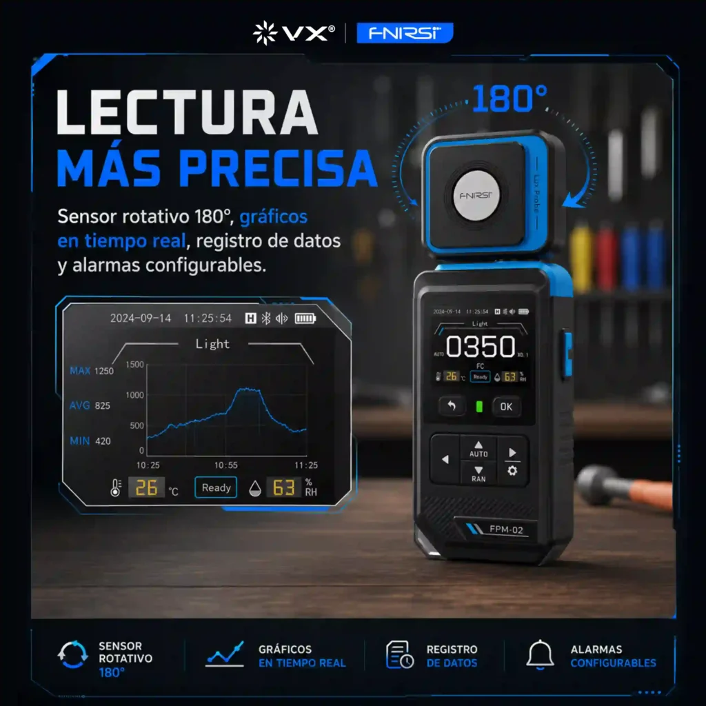 Luxómetro Digital FNIRSI FPM-02 con Temperatura y Humedad - imagen 4