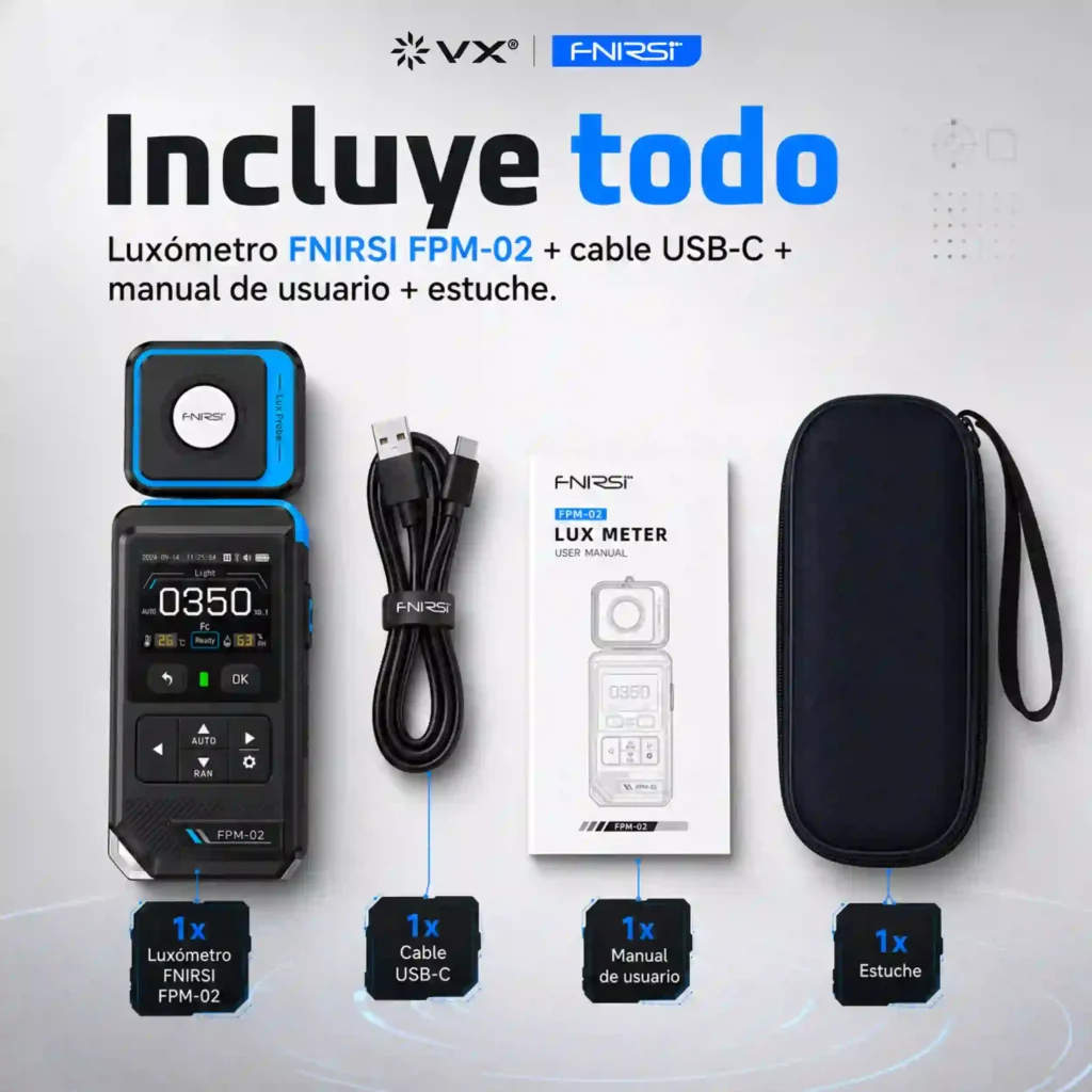 Luxómetro Digital FNIRSI FPM-02 con Temperatura y Humedad - imagen 5