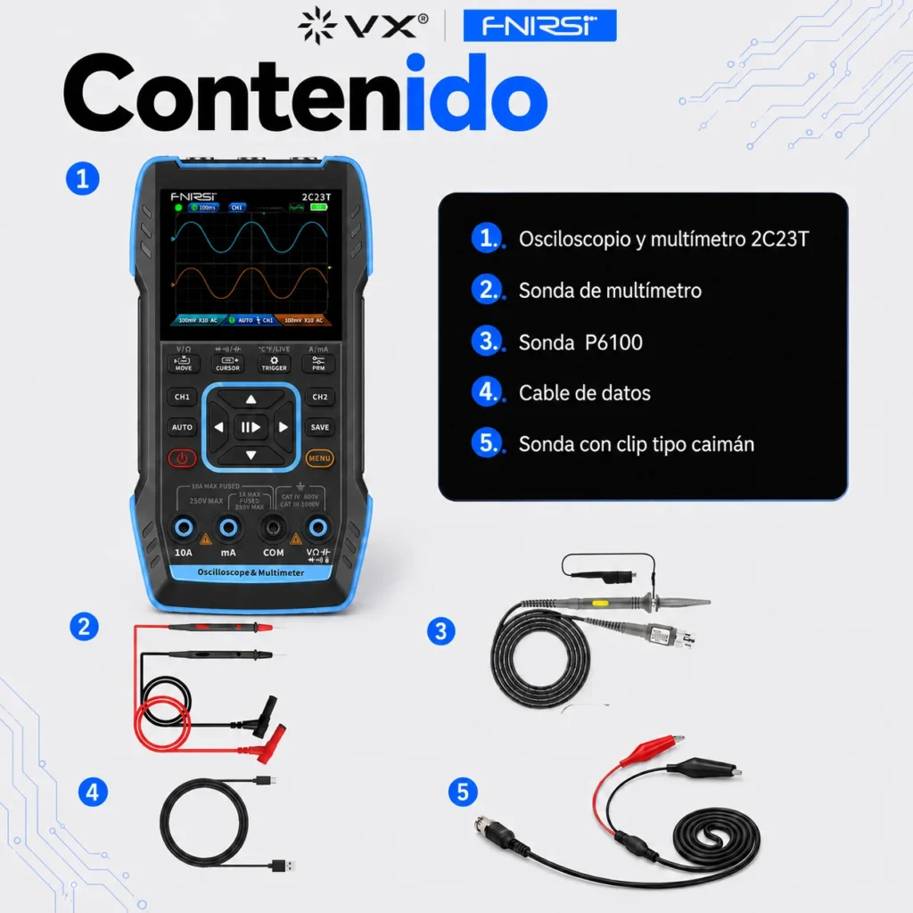 Osciloscopio Multímetro FNIRSI 2C23T Estándar 10 MHz 3 en 1 - imagen 3