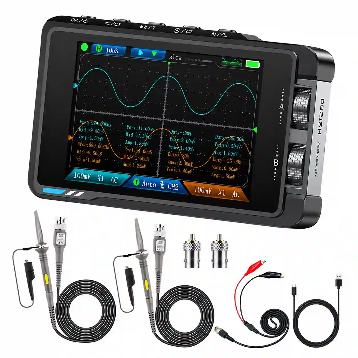 Osciloscopio Digital FNIRSI DS215H Plus 50 MHz 2 en 1