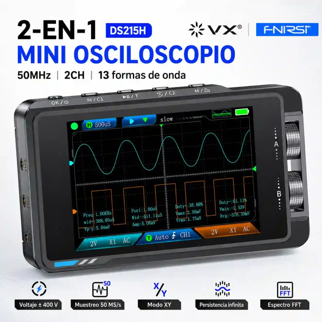 Osciloscopio Digital FNIRSI DS215H Plus 50 MHz 2 en 1 - imagen 2