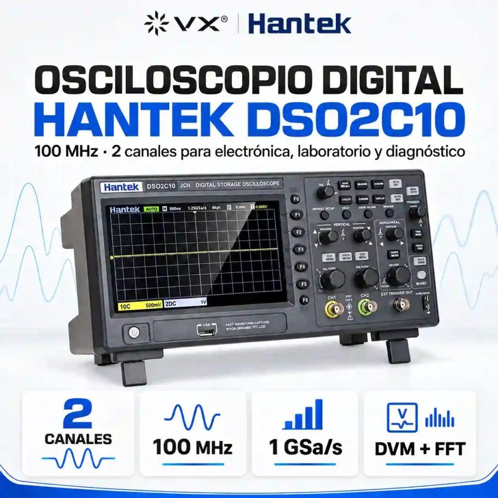 Osciloscopio de Banco Hantek DSO2C10 100 MHz - imagen 2
