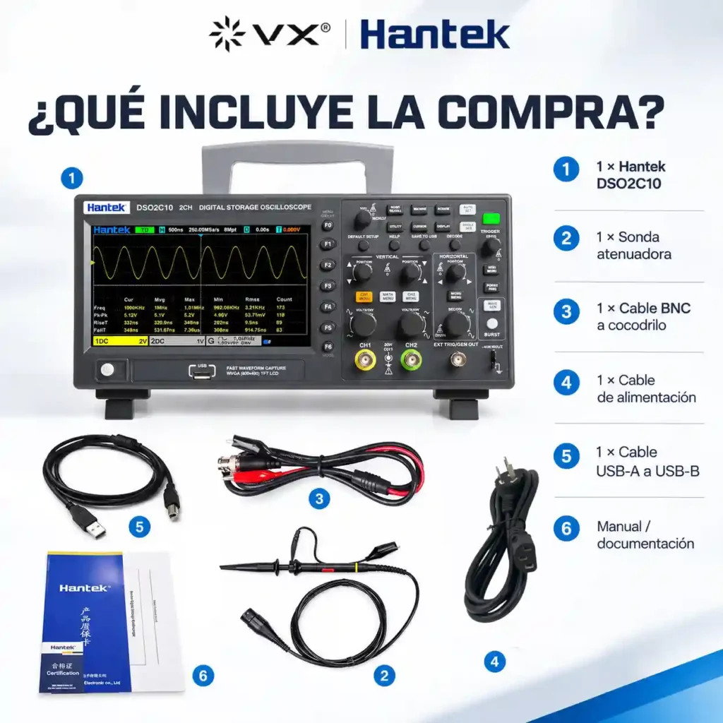 Osciloscopio de Banco Hantek DSO2C10 100 MHz - imagen 3