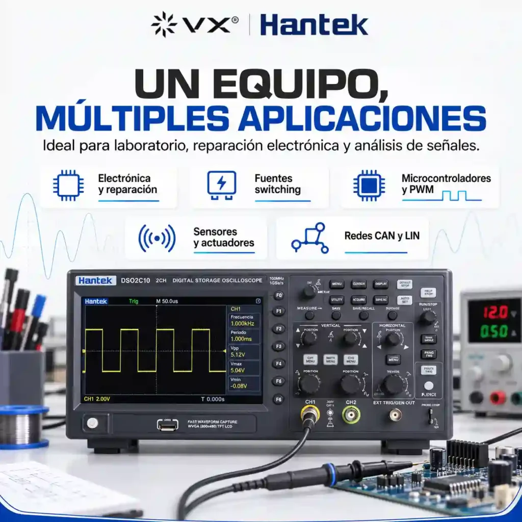 Osciloscopio de Banco Hantek DSO2C10 100 MHz - imagen 4