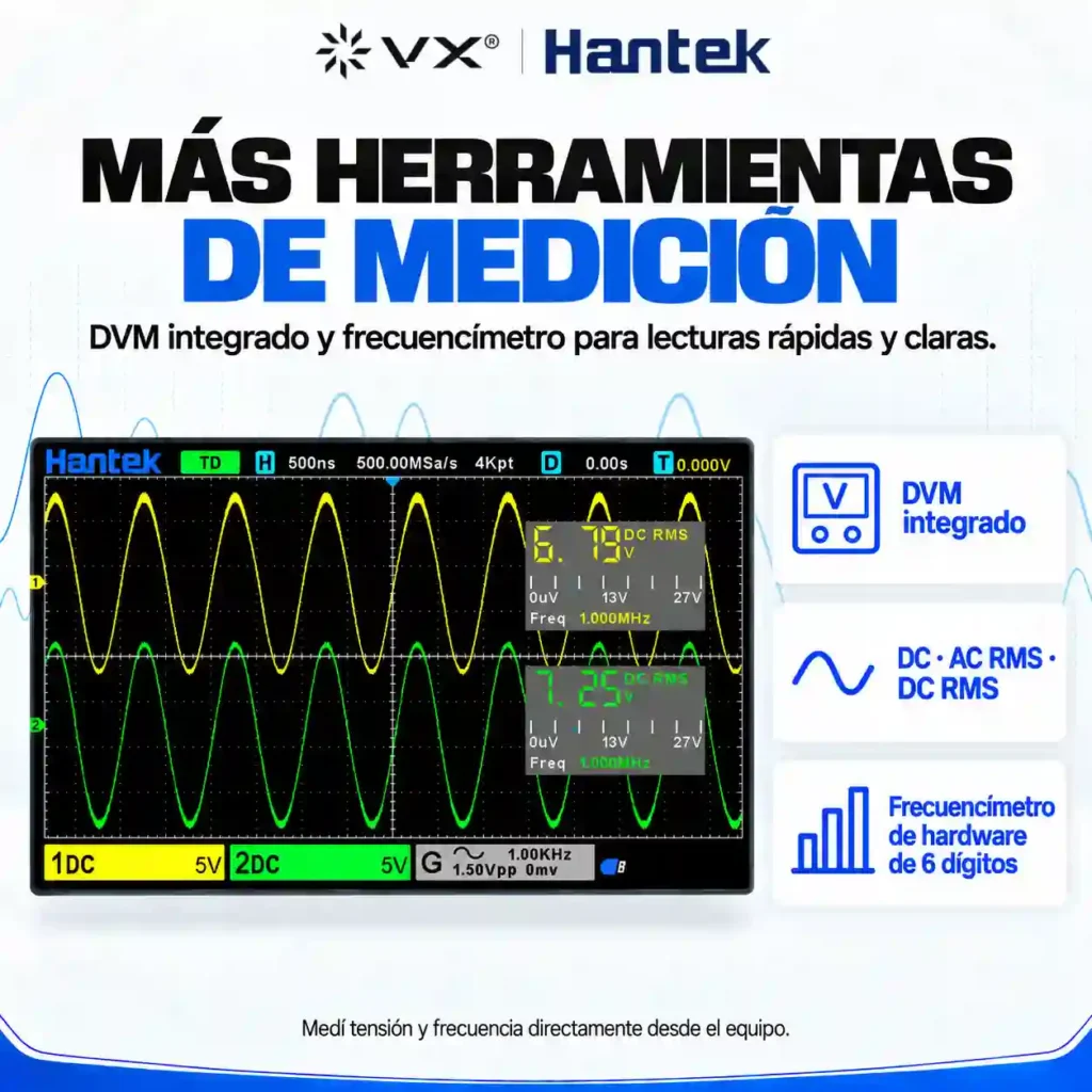 Osciloscopio de Banco Hantek DSO2C10 100 MHz - imagen 6