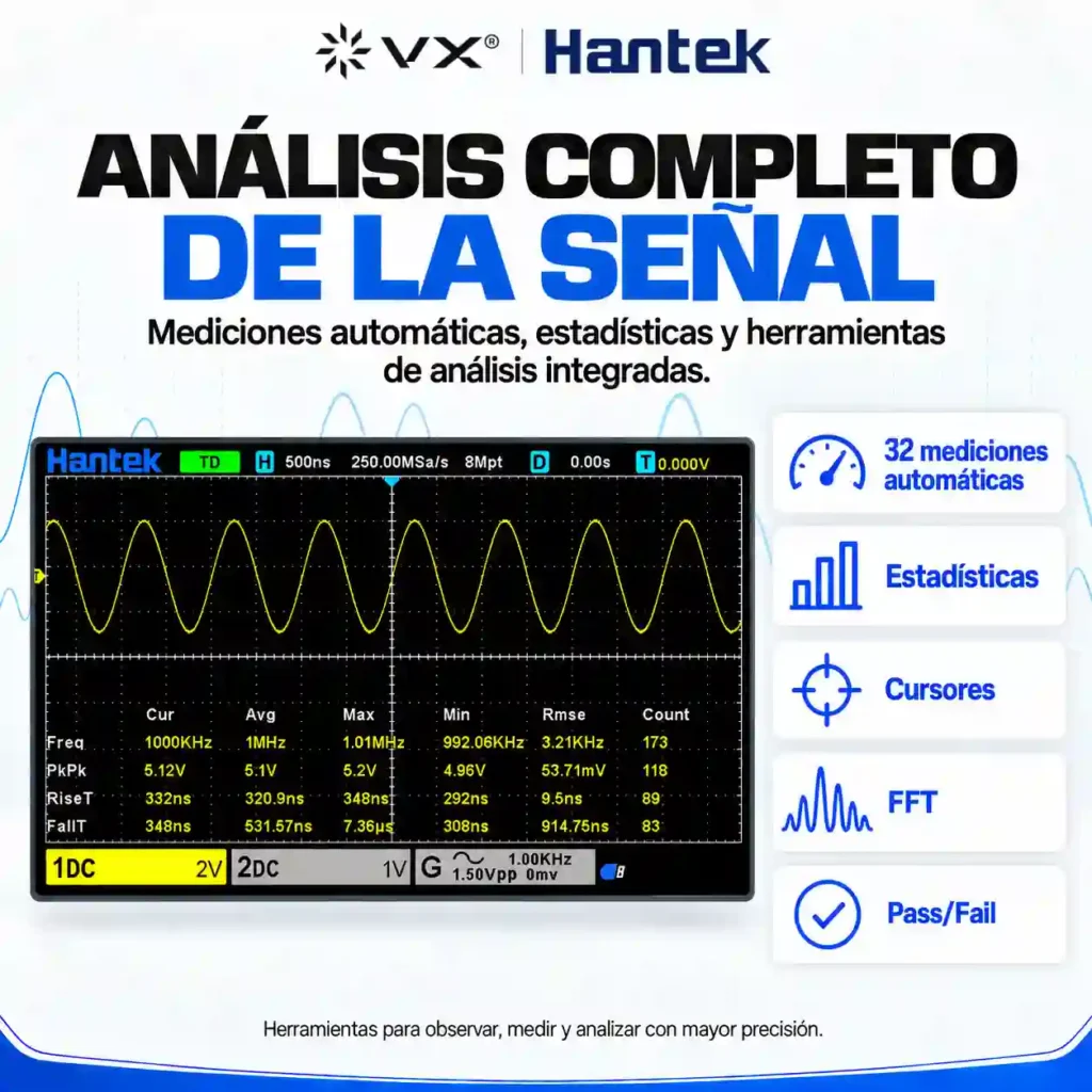 Osciloscopio de Banco Hantek DSO2C10 100 MHz - imagen 7