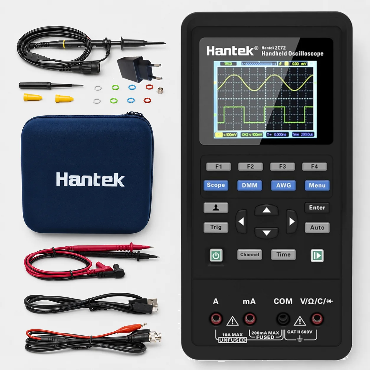 Osciloscopio Portátil Hantek 2C72 70 MHz con Multímetro
