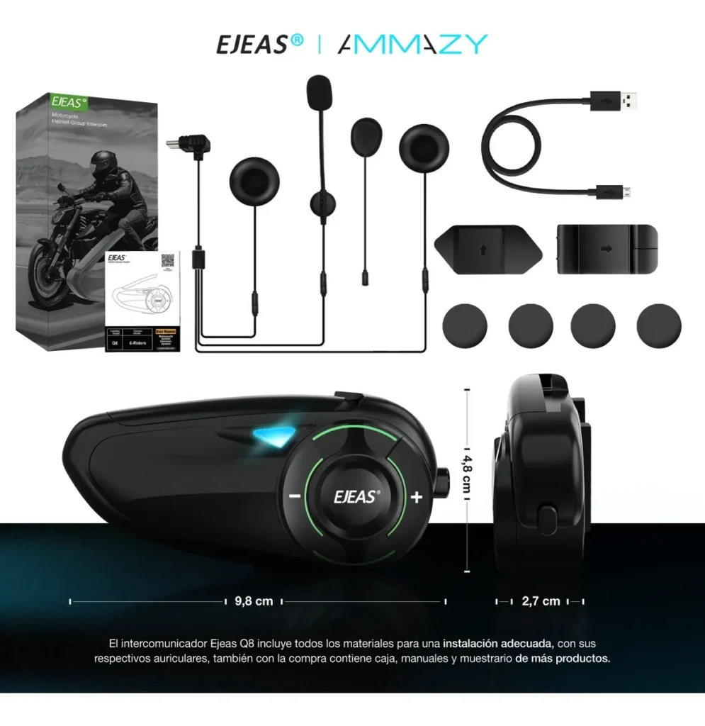 Intercomunicador Moto Ejeas Q8 Mesh 3.0 - imagen 6