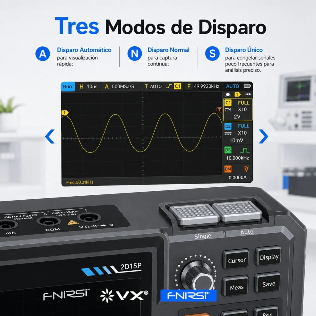 Osciloscopio 3 en 1 FNIRSI 2D15P 100 MHz 2 Canales - imagen 18