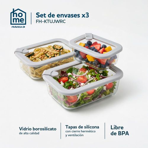 Set de 3 contenedores Fravega Home de vidrio - imagen 3