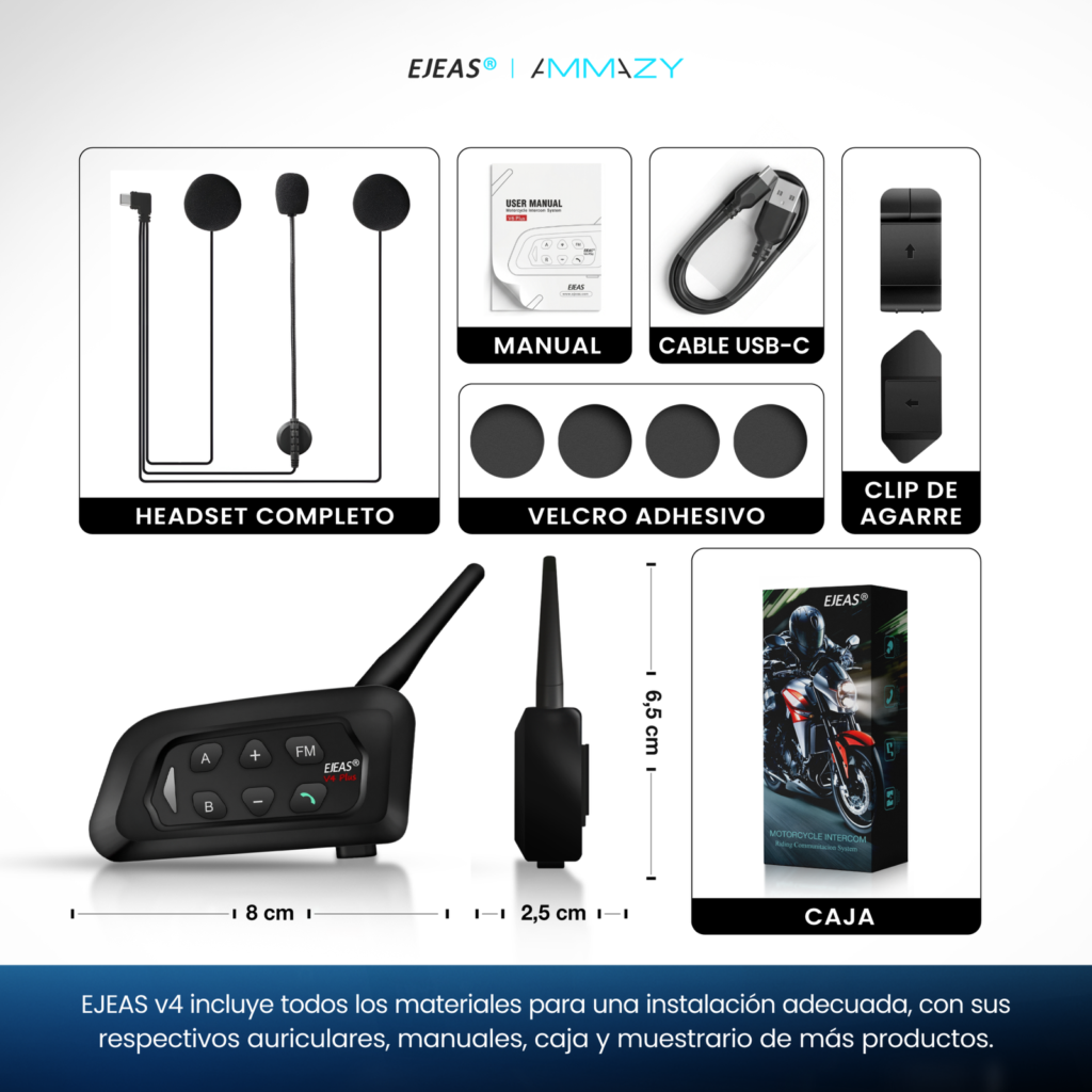 Intercomunicador Moto Ejeas V4 Plus Bluetooth - imagen 6