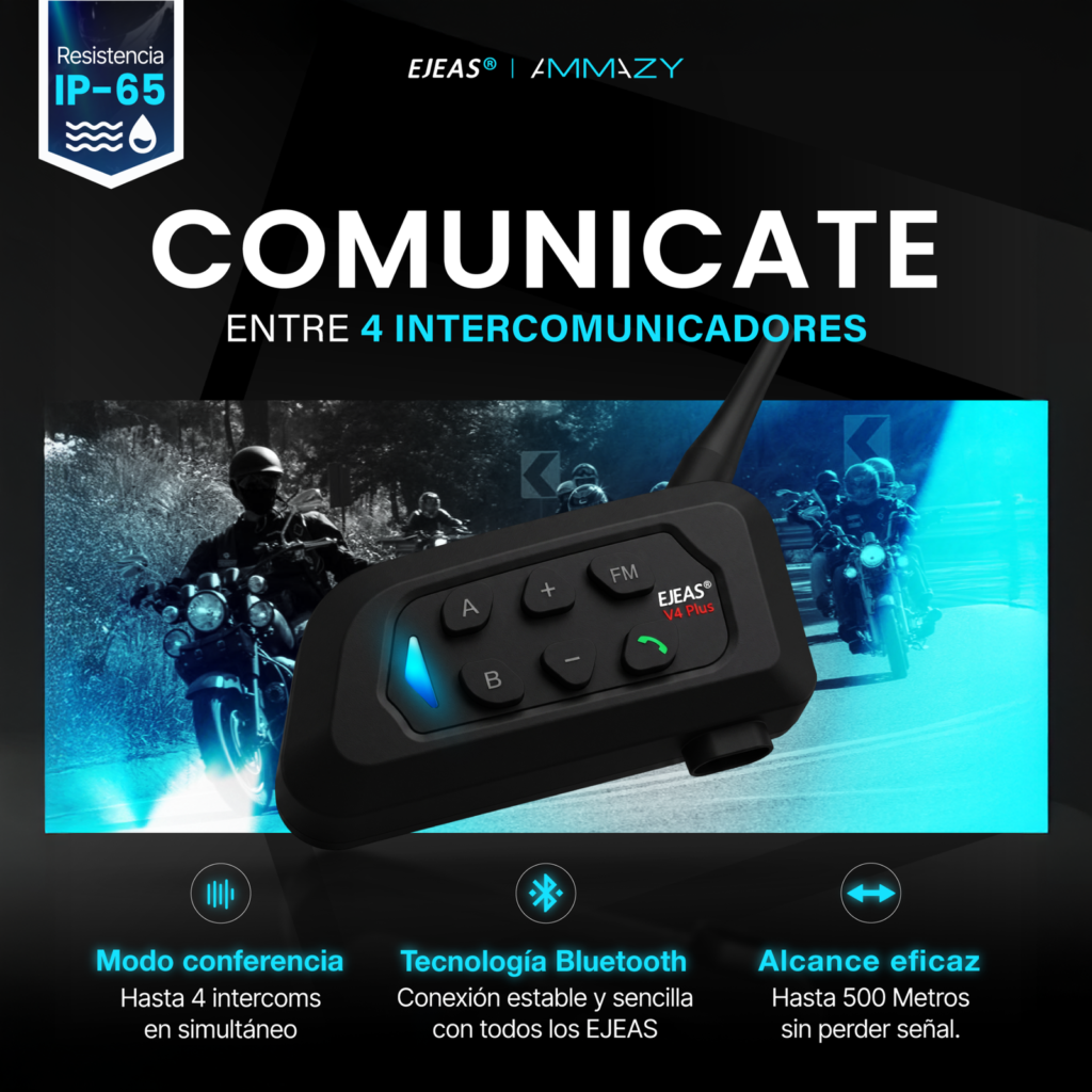Intercomunicador Moto Ejeas V4 Plus Bluetooth - imagen 5
