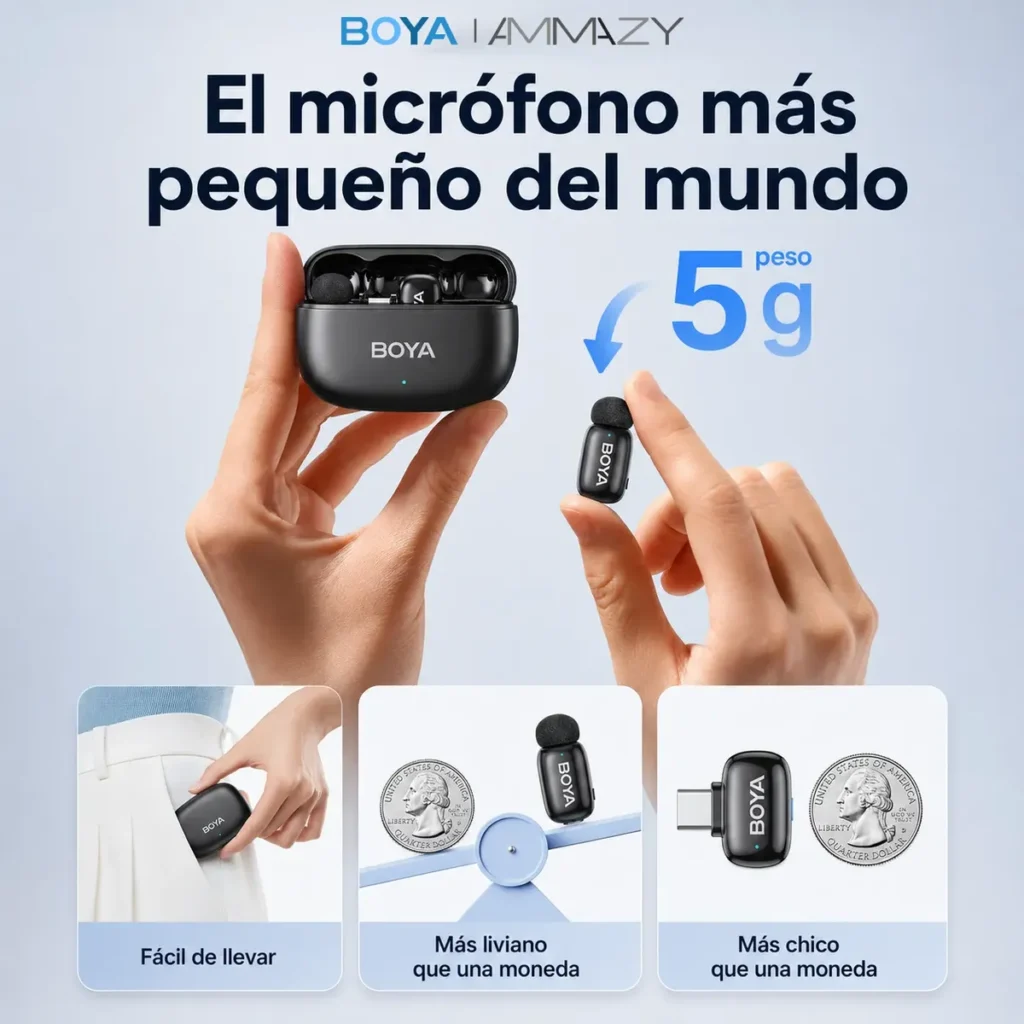 Kit De Micrófonos Corbateros Boya Mini 2 01 Usb-c Lightning - imagen 3
